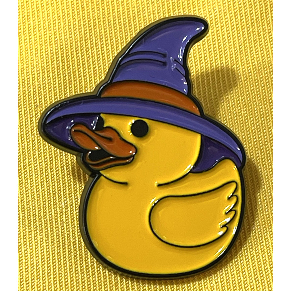 NWOT Yellow Duck Chick Enamel Lapel Pin Brooch Witch Hat